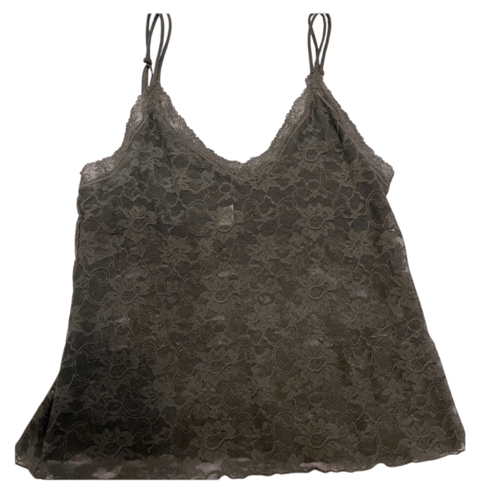 Victoria’s Secret Angels Camisole Y2K Top Built in Bra Licorice Black Lace L